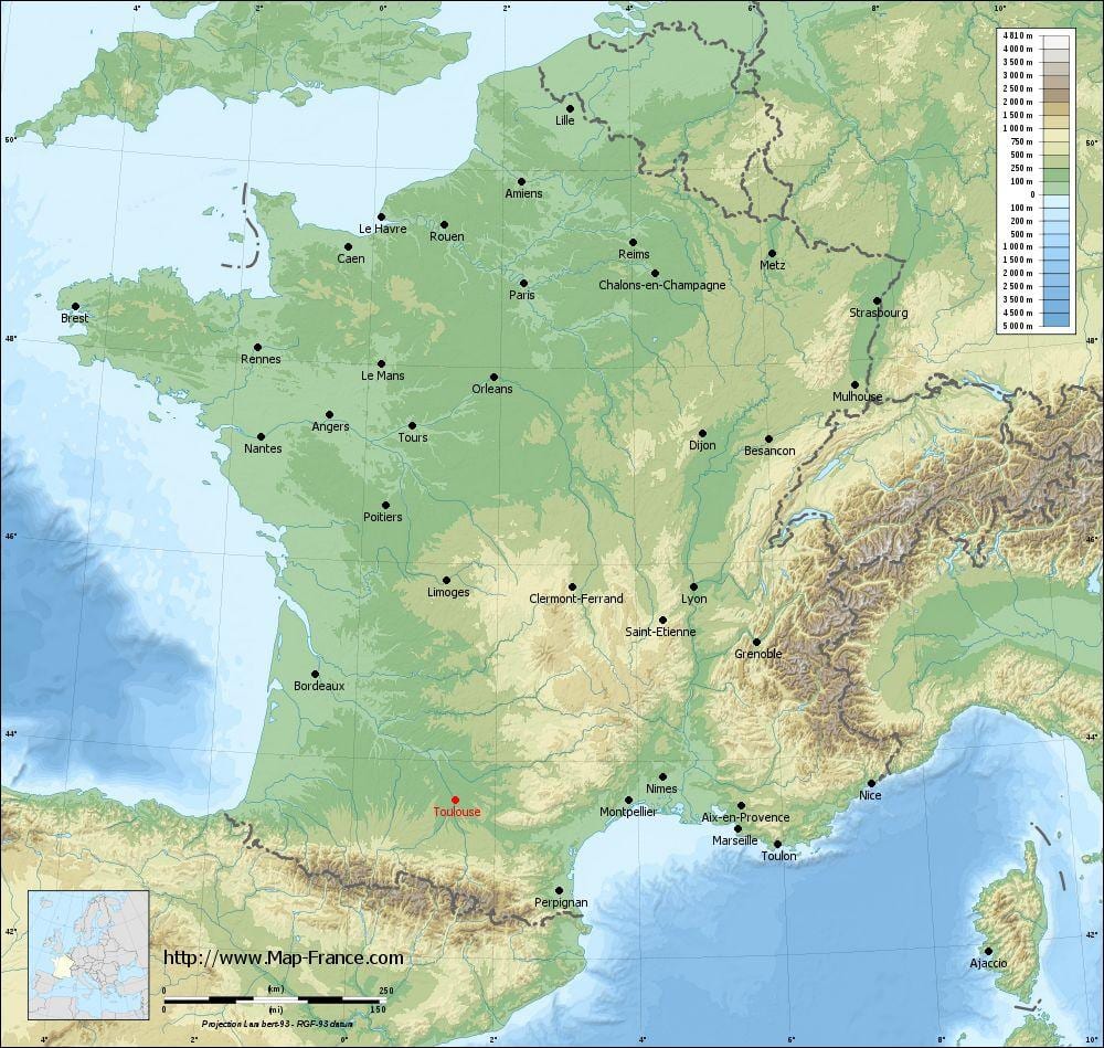 геаграфічная карта Тулузы
